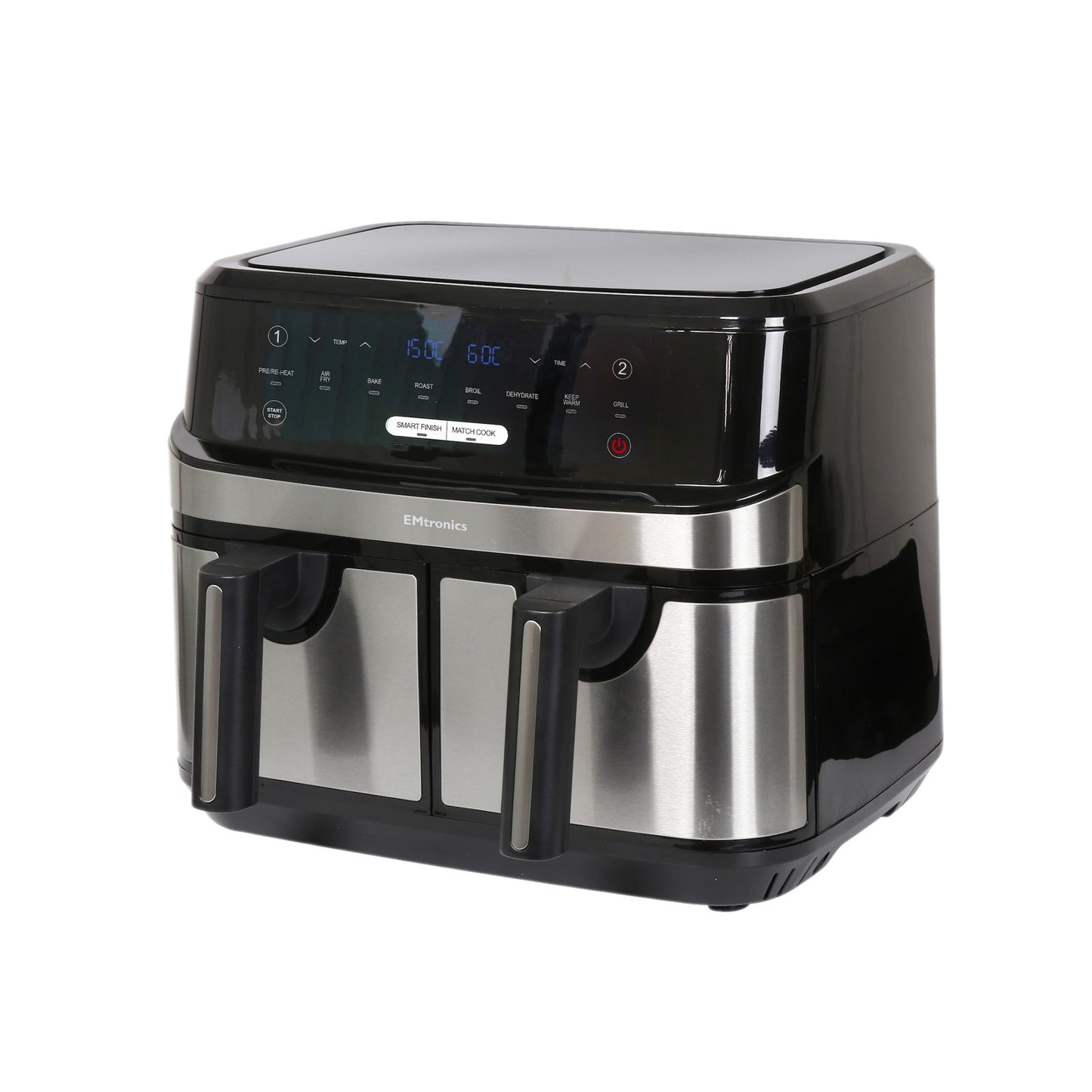 EMtronics EMDAF9LD+ 1750W Digital 9L Double Basket Large Air Fryer with Timer