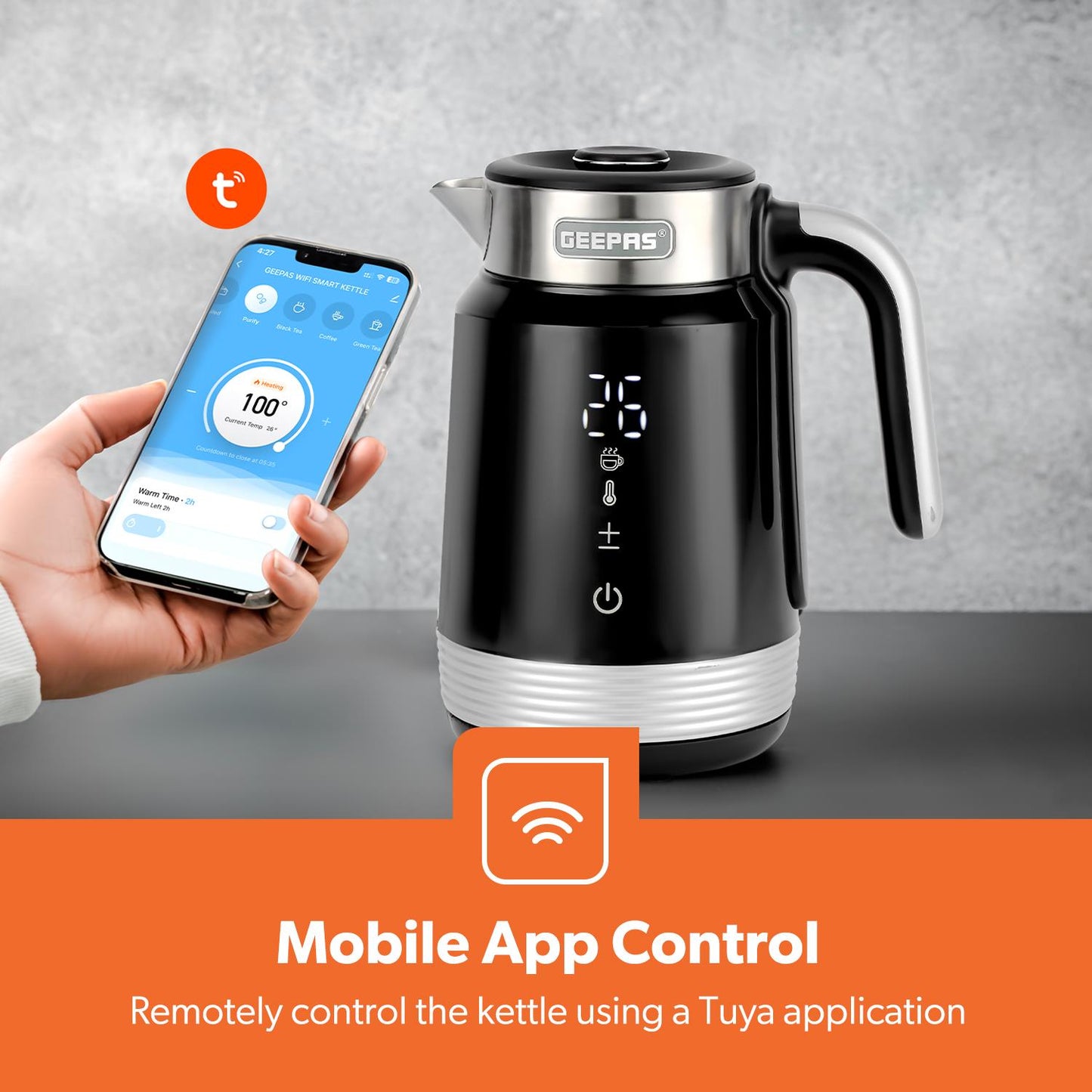 GEEPAS 1.7L Smart Stainless-Steel Digital Kettle Alexa Google Voice 2200W
