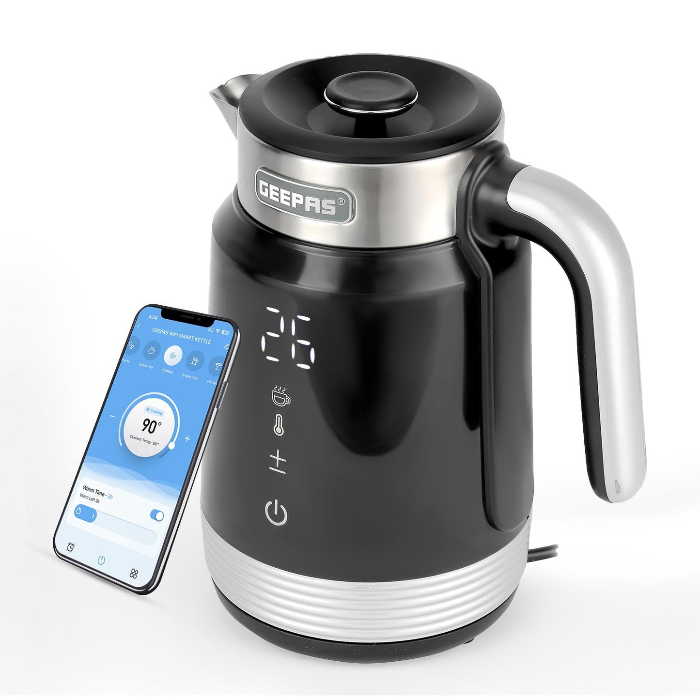 GEEPAS 1.7L Smart Stainless-Steel Digital Kettle Alexa Google Voice 2200W