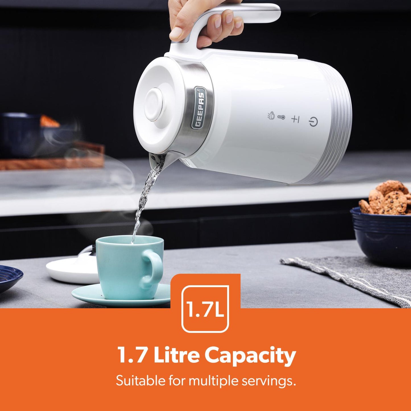 GEEPAS 1.7L Smart Stainless-Steel Digital Kettle Alexa Google Voice 2200W