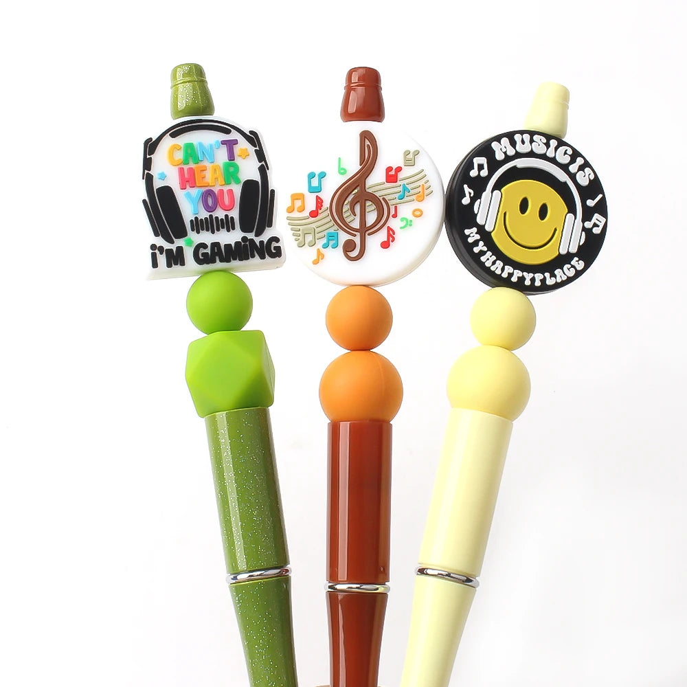 5/10pcs Music Theme Silicone Beads For Jewelry Keychain Making Focal Beads Diy Necklace Pens Handmade Crafts