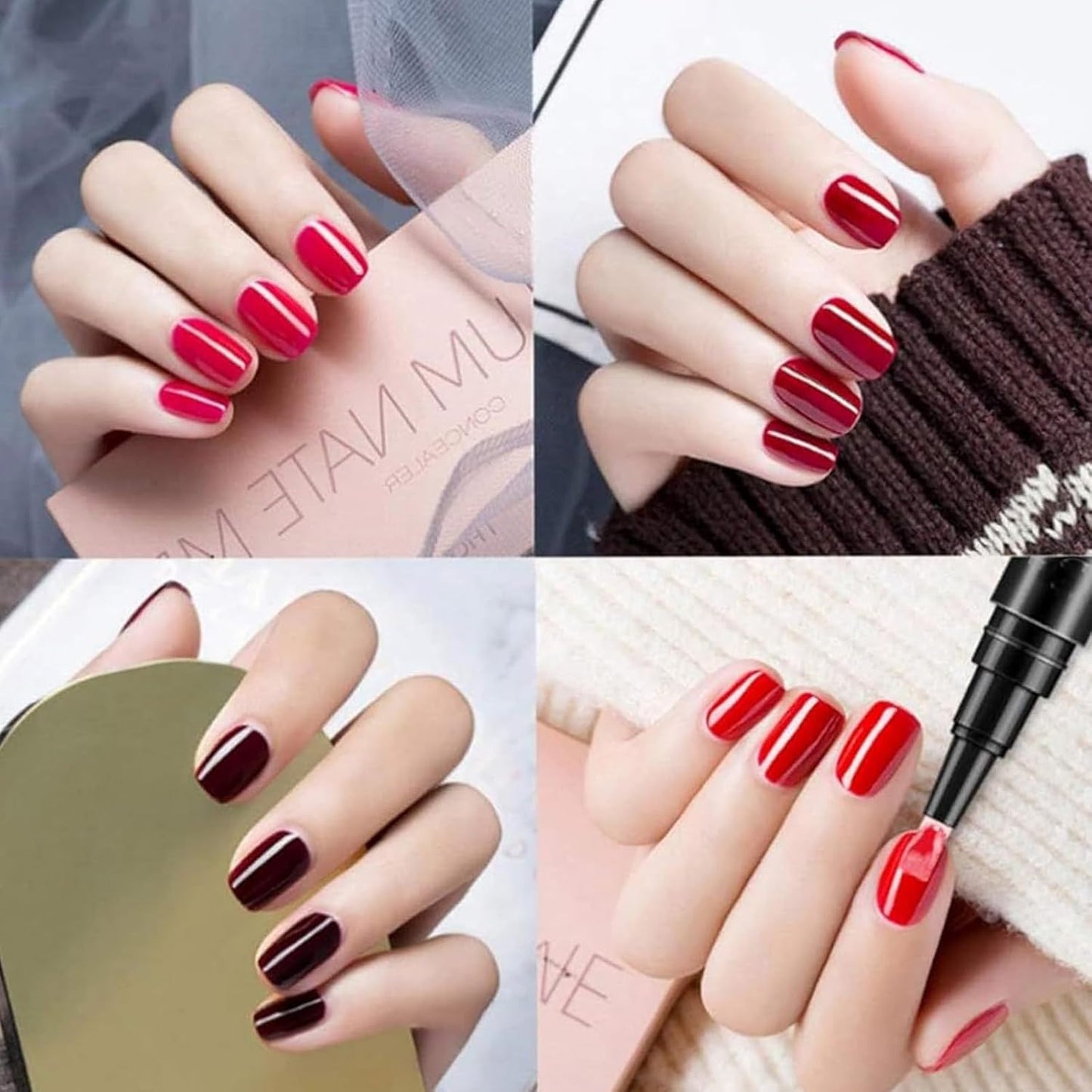 Polishey Nail Polish Pens, 6PCS Nail Varnish Pens 3 in 1 Gel Nail Polish Pen Set