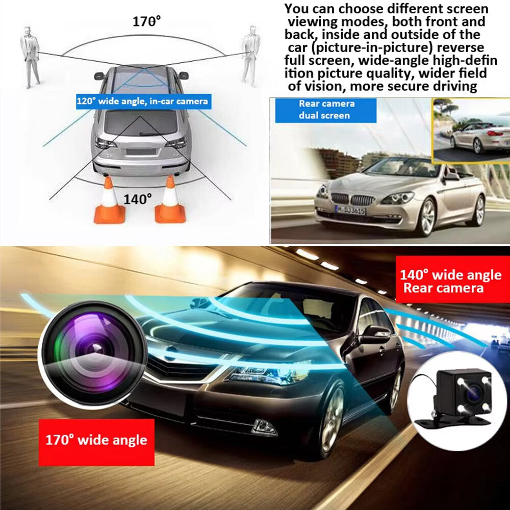 4" In  HD 1080P Car Camera Recorder Dual Front and Rear Dash Cam Night Vision UK