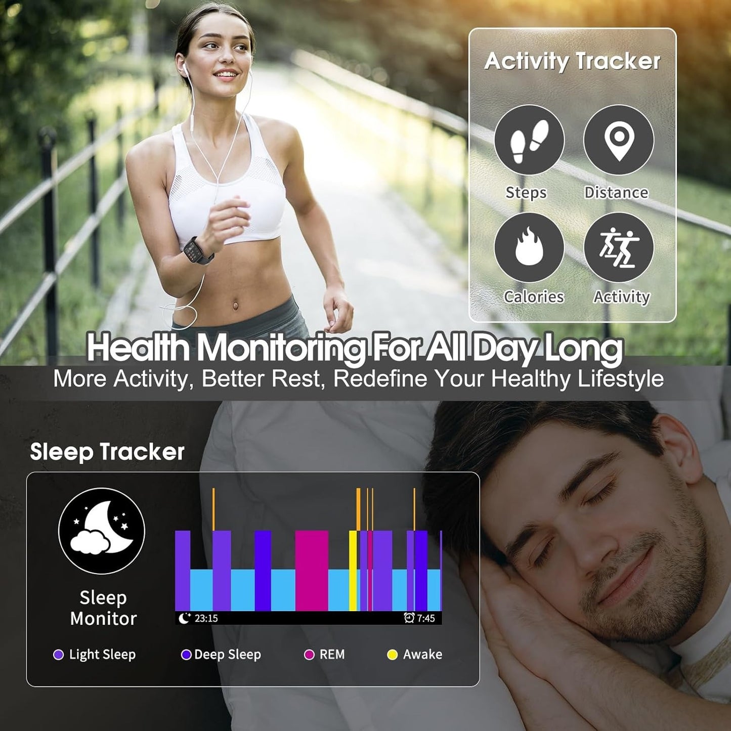 Smart watch Men Women with Answer/Make Call/Heart Rate/Sleep/Sports/Step Counter