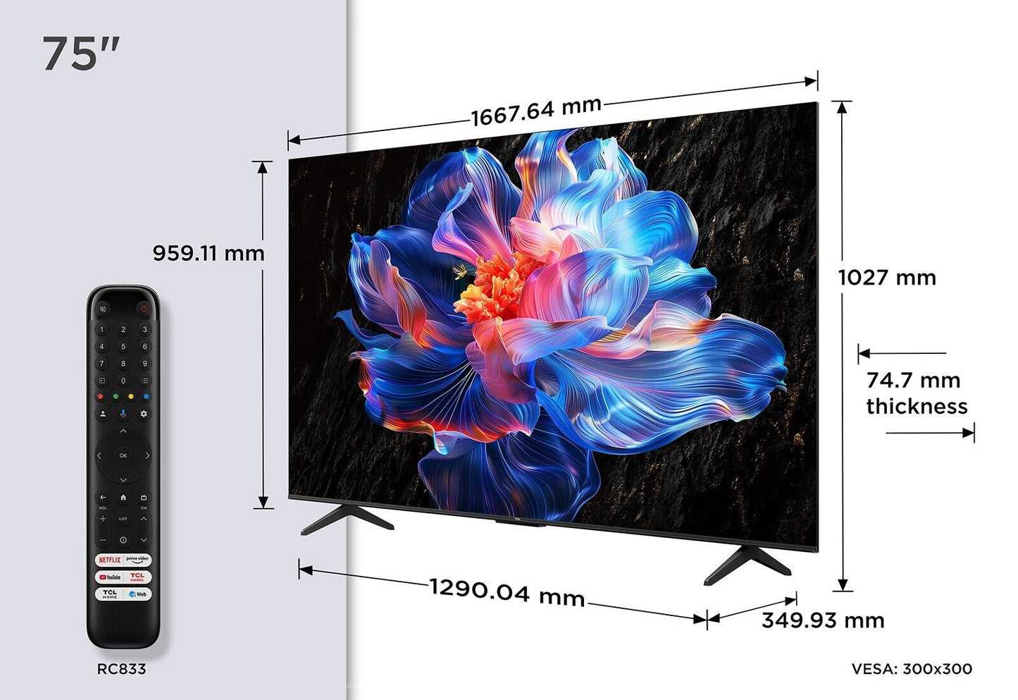 TCL 75V6C 75" Inch  V6C 4K LED Smart Google TV - Free 2 Yr Warranty
