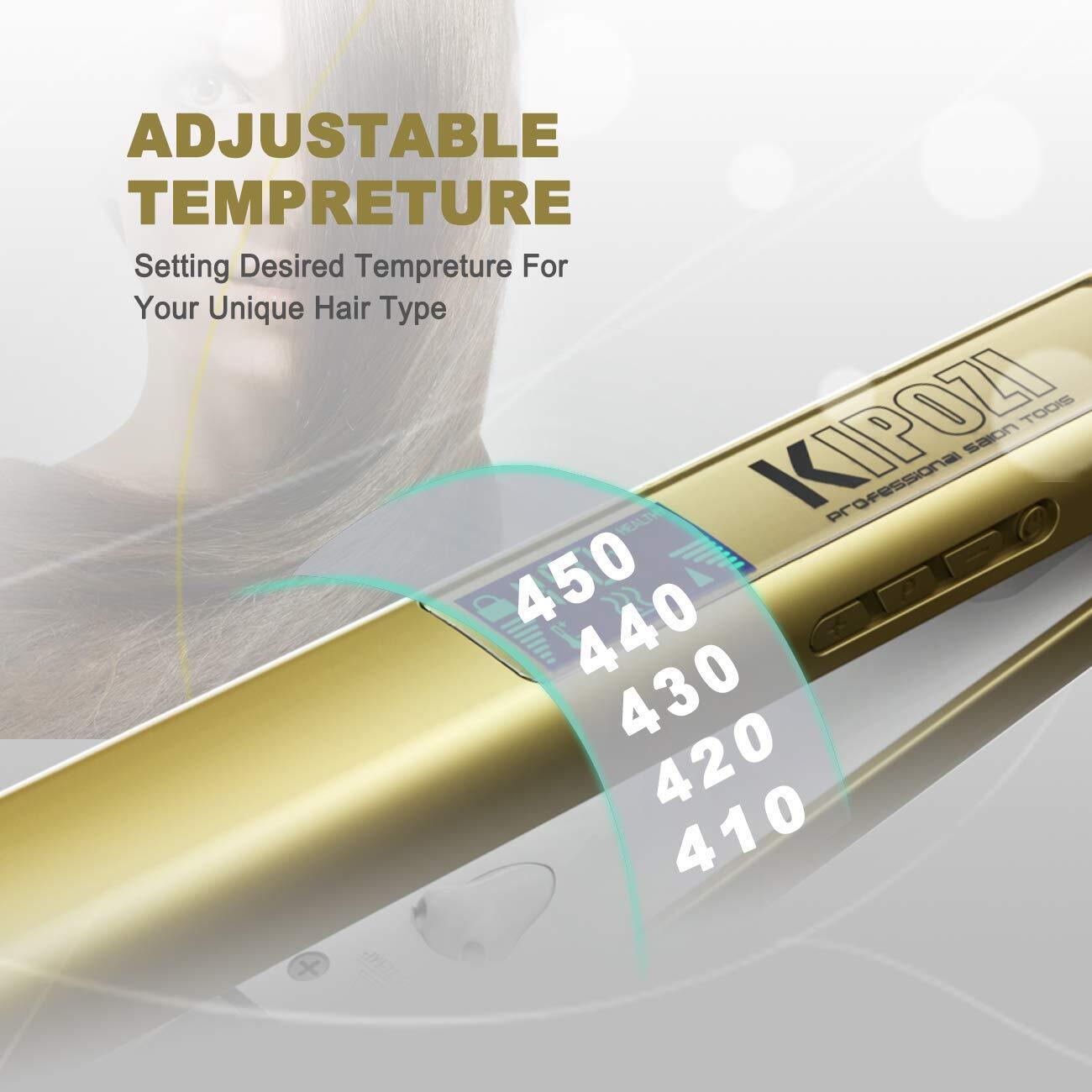 KIPOZI Professional Hair Straighteners Wide Plates Digital Display Heat up Fast