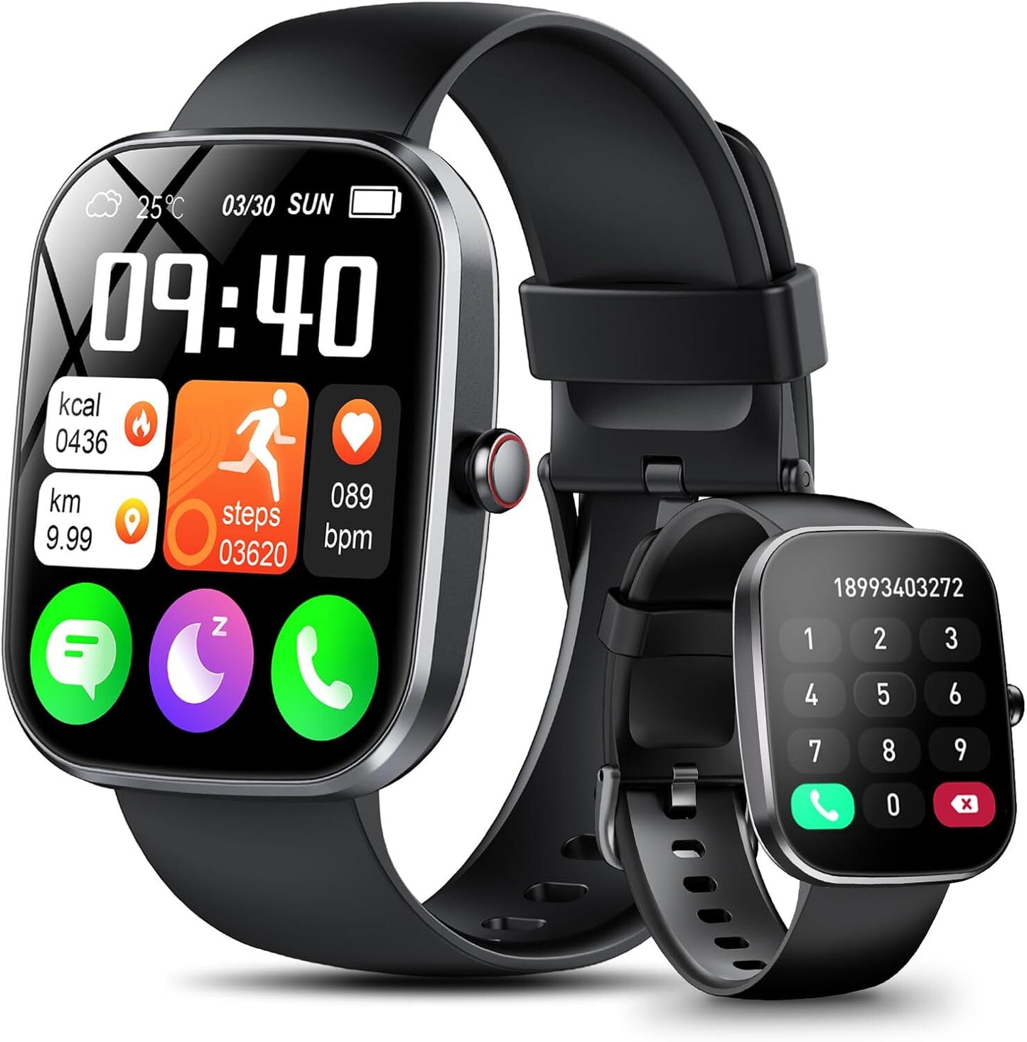 Alexa Smart Watch Calls Bluetooth Heart Rate Blood Pressure iPhone Samsung