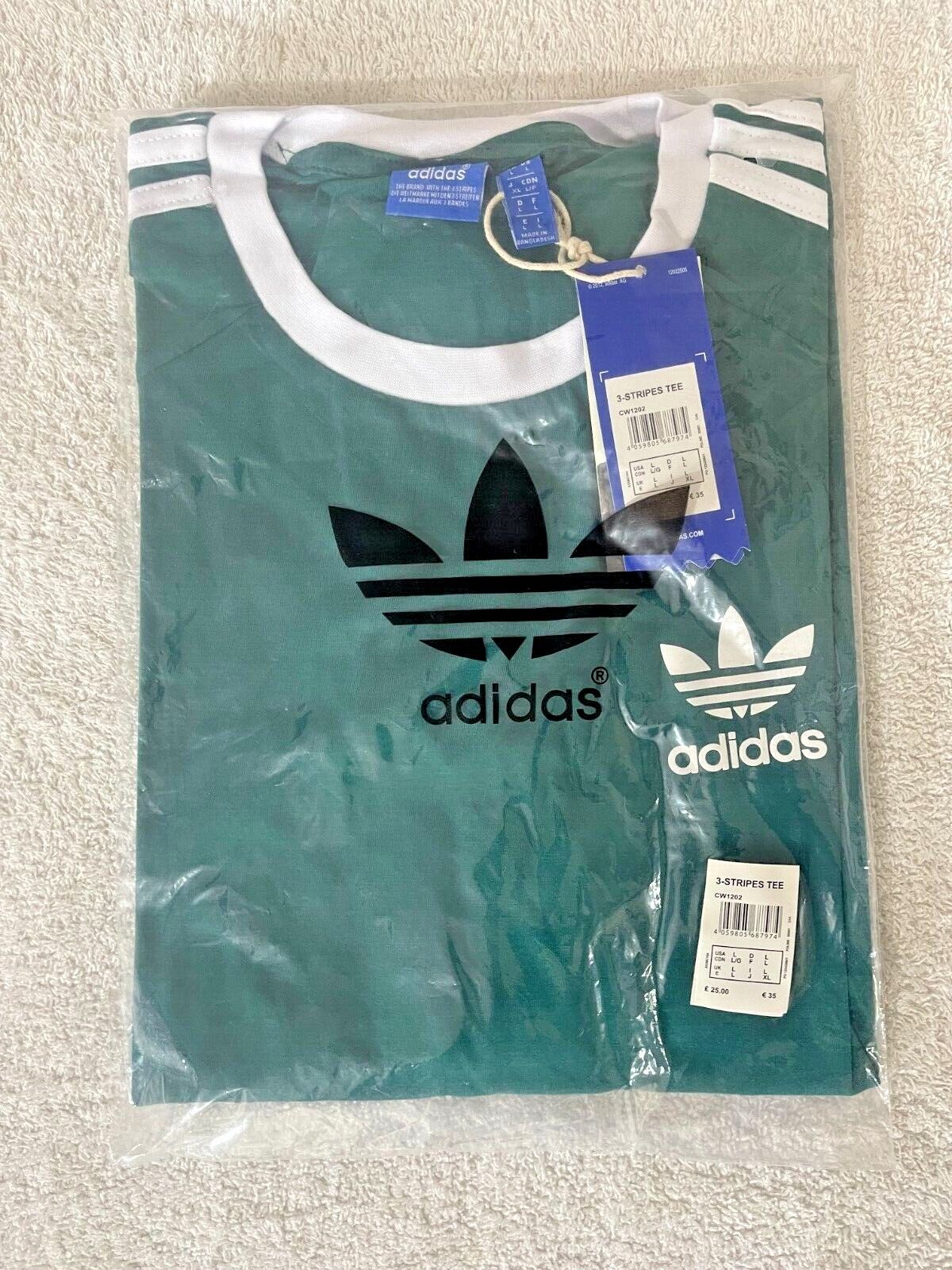 MEN'S ADIDAS  ORIGINALS TEE  SHORT SLEEVE CREW NECK THREE STRIPE  T-SHIRT L, XL
