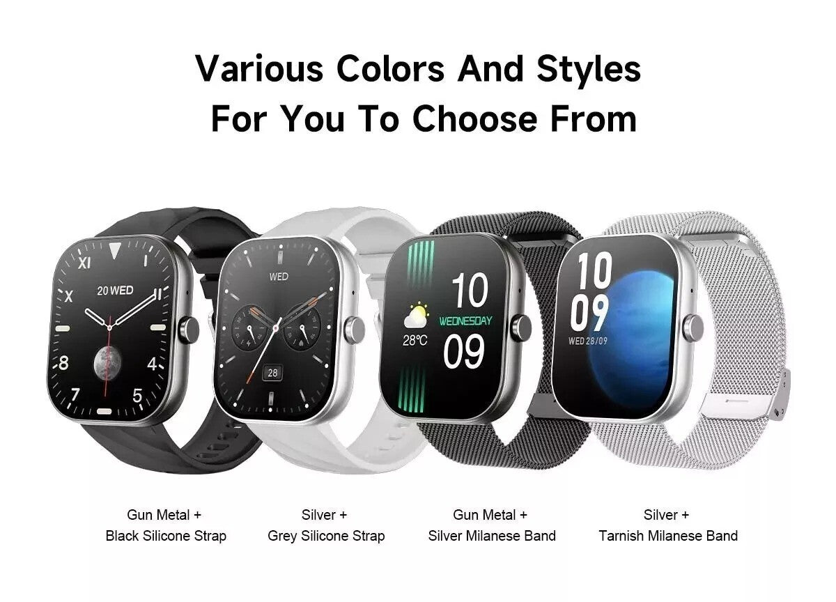 Alexa Smart Watch Calls Bluetooth Heart Rate Blood Pressure iPhone Samsung