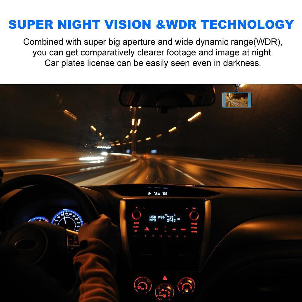 4" Dash Cam Pro Car Camera Recorder Dual Front and Rear HD 1080P Night Vision UK