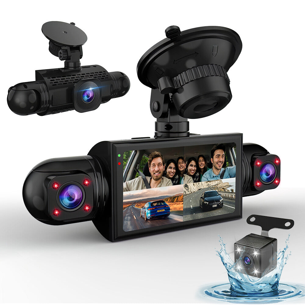 360° 4 Channel Dash Cam 1080P 4 Lens Front Rear Inside Driving Recorder G-Sensor