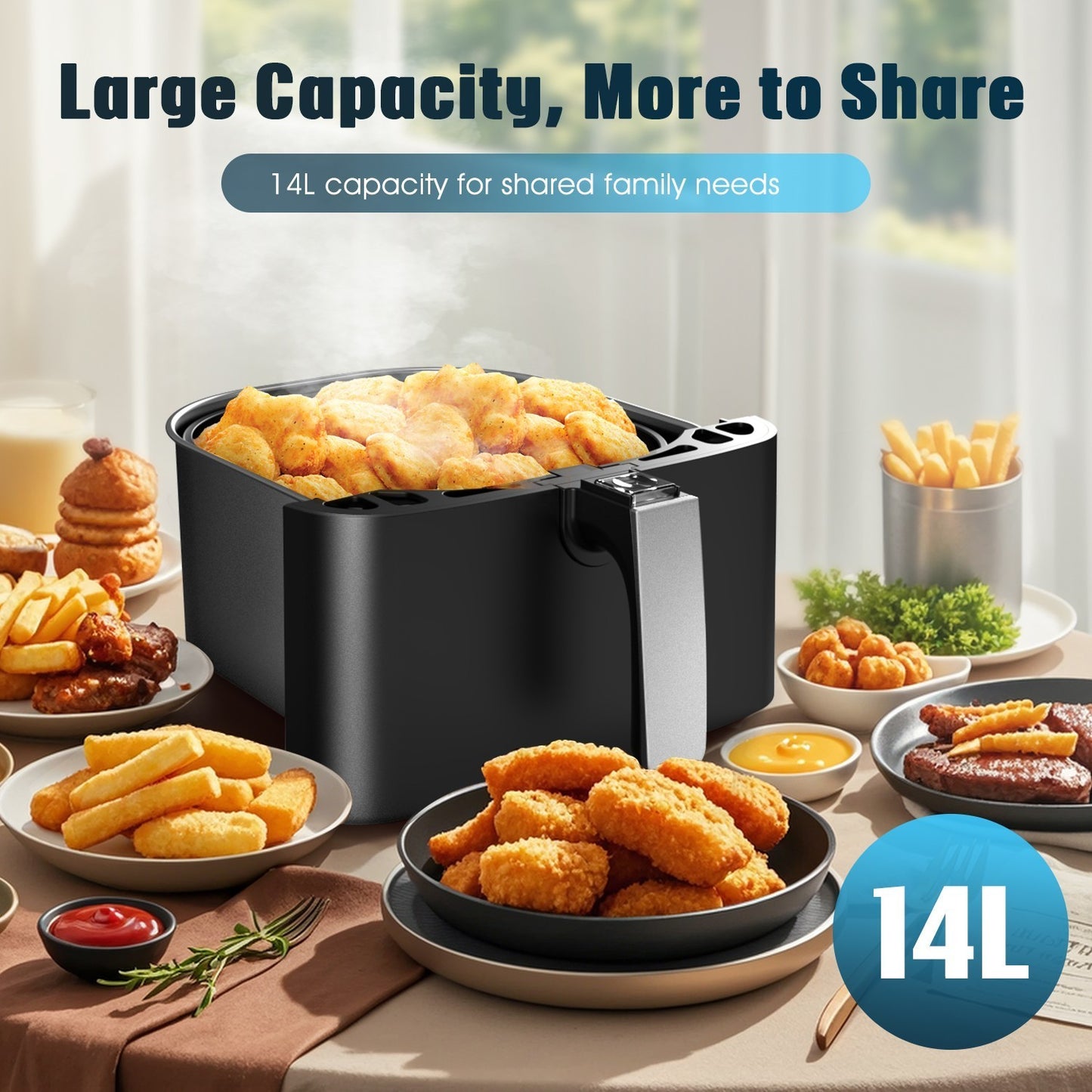 14L Air Fryer Digital Kitchen Oven Oil Free Low Fat Healthy Frying Cooker 1700W