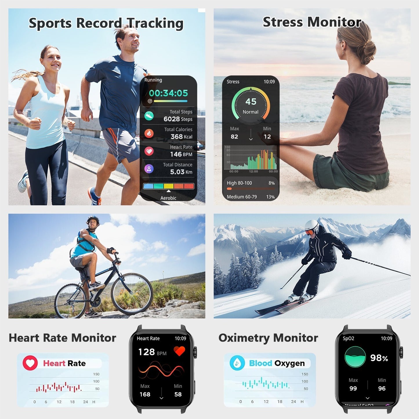 Smart Watch Bluetooth Calling Fitness Tracker Men Women  LED Flashlight Watches