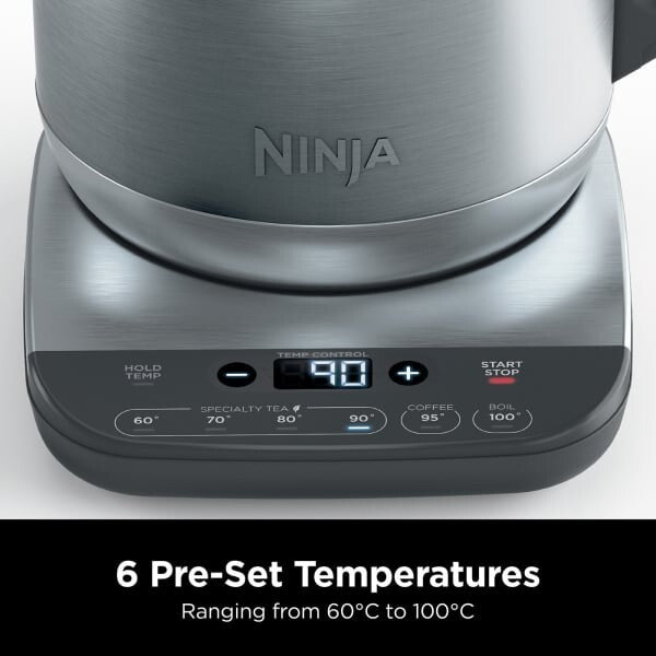 Ninja Stainless Steel Perfect Temperature Kettle, Rapid Boil – [KT201UKREF]