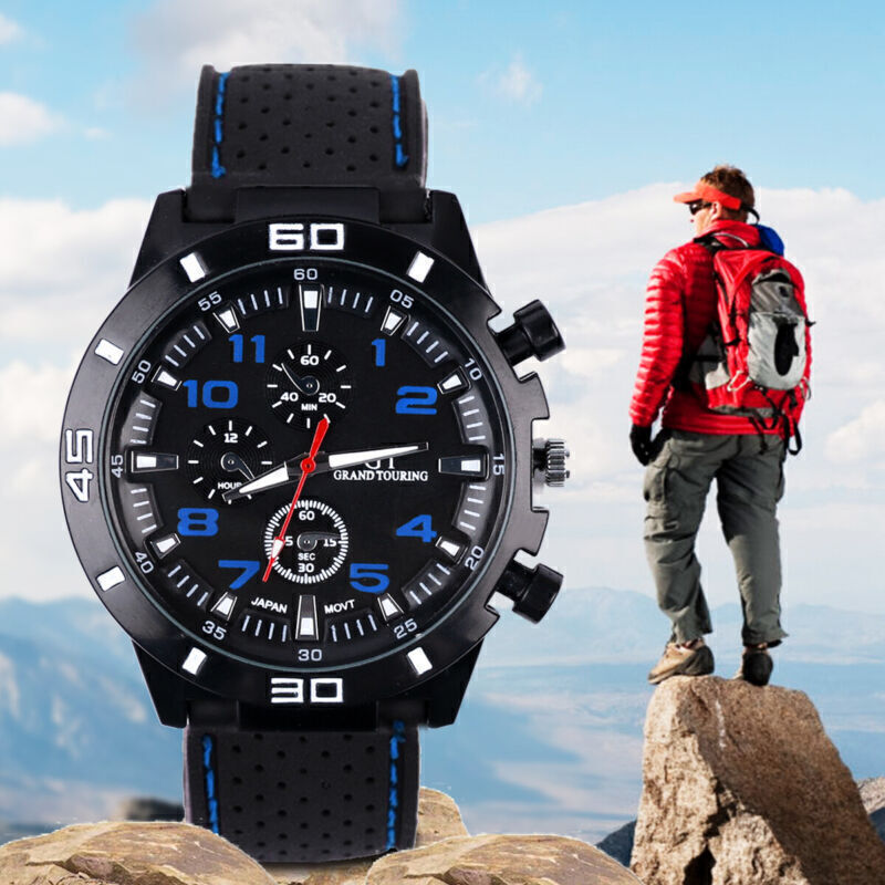 Men’s Military Watch Leather Date Quartz Analog Army Casual Dress Wrist Watches