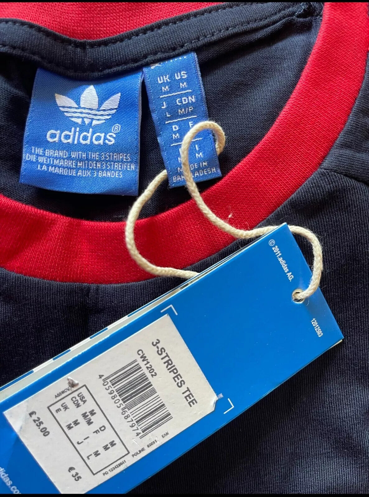 MEN'S ADIDAS  ORIGINALS TEE  SHORT SLEEVE CREW NECK THREE STRIPE  T-SHIRT L, XL