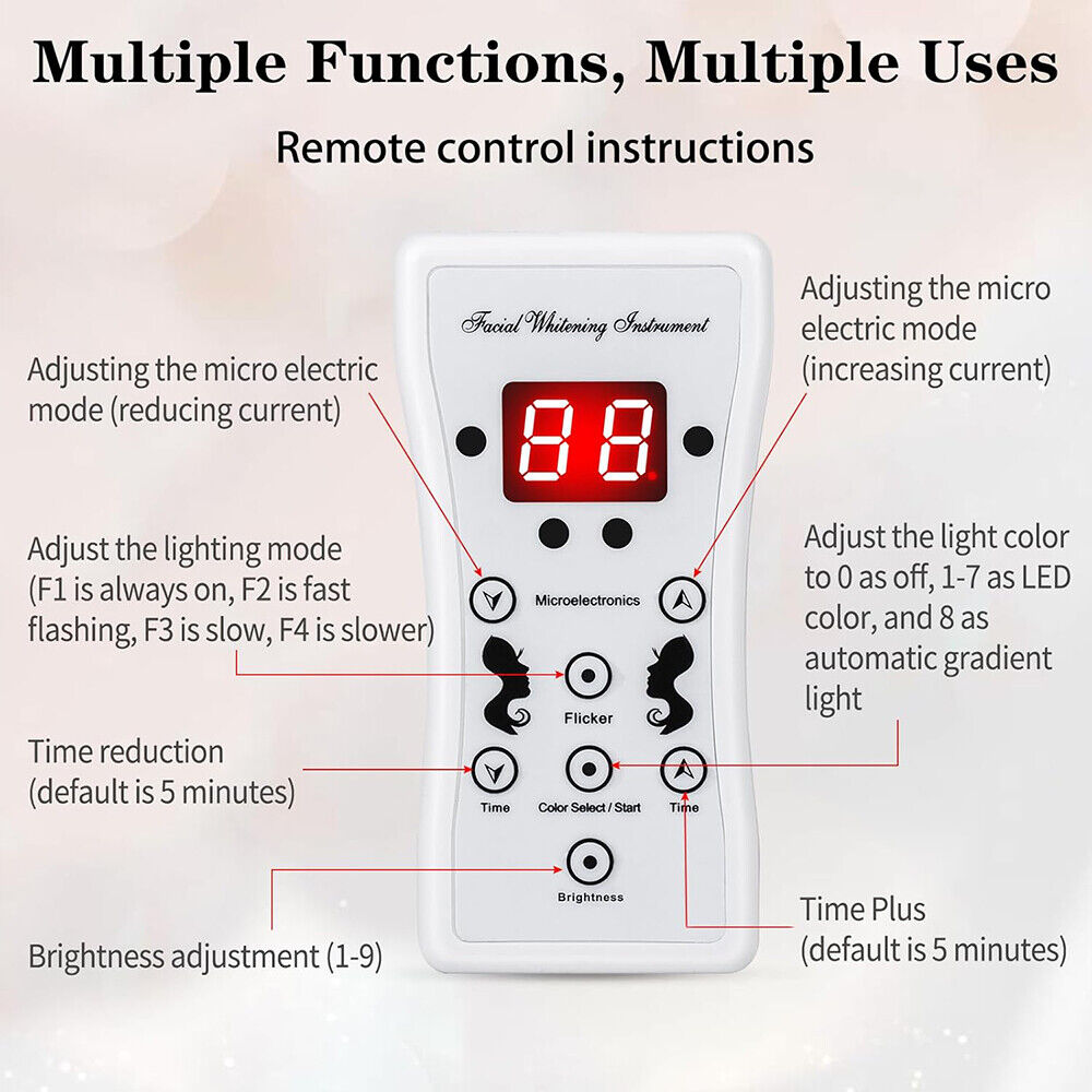 7 LED Light Photon Therapy Face Neck Mask Rejuvenation Skin Wrinkles Anti-aging