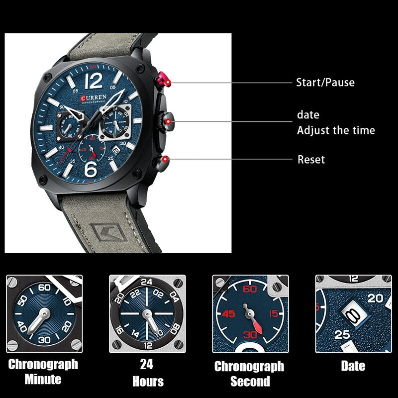 Luxury Men's Chronograph Date Quartz Luminous Waterproof Military Sports Watches