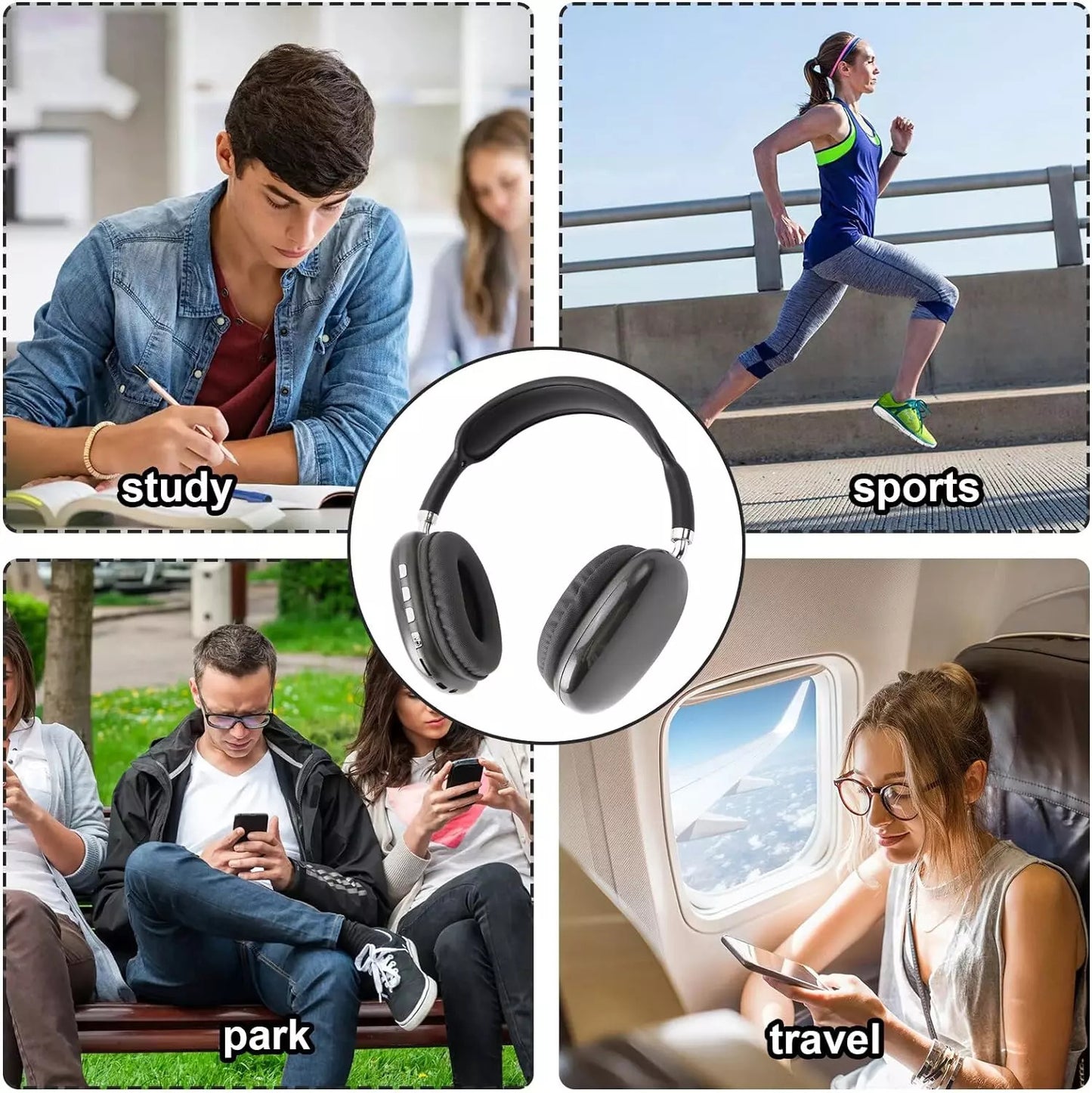 Wireless Bluetooth Headphones with Noise Cancelling Over-Ear Sport Earphones UK*