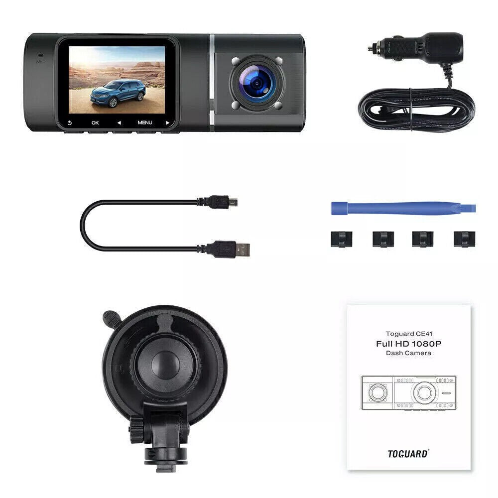 TOGUARD Dual Dash Cam FHD 1080P+1080P Front Inside Cabin Car Camera Night Vision