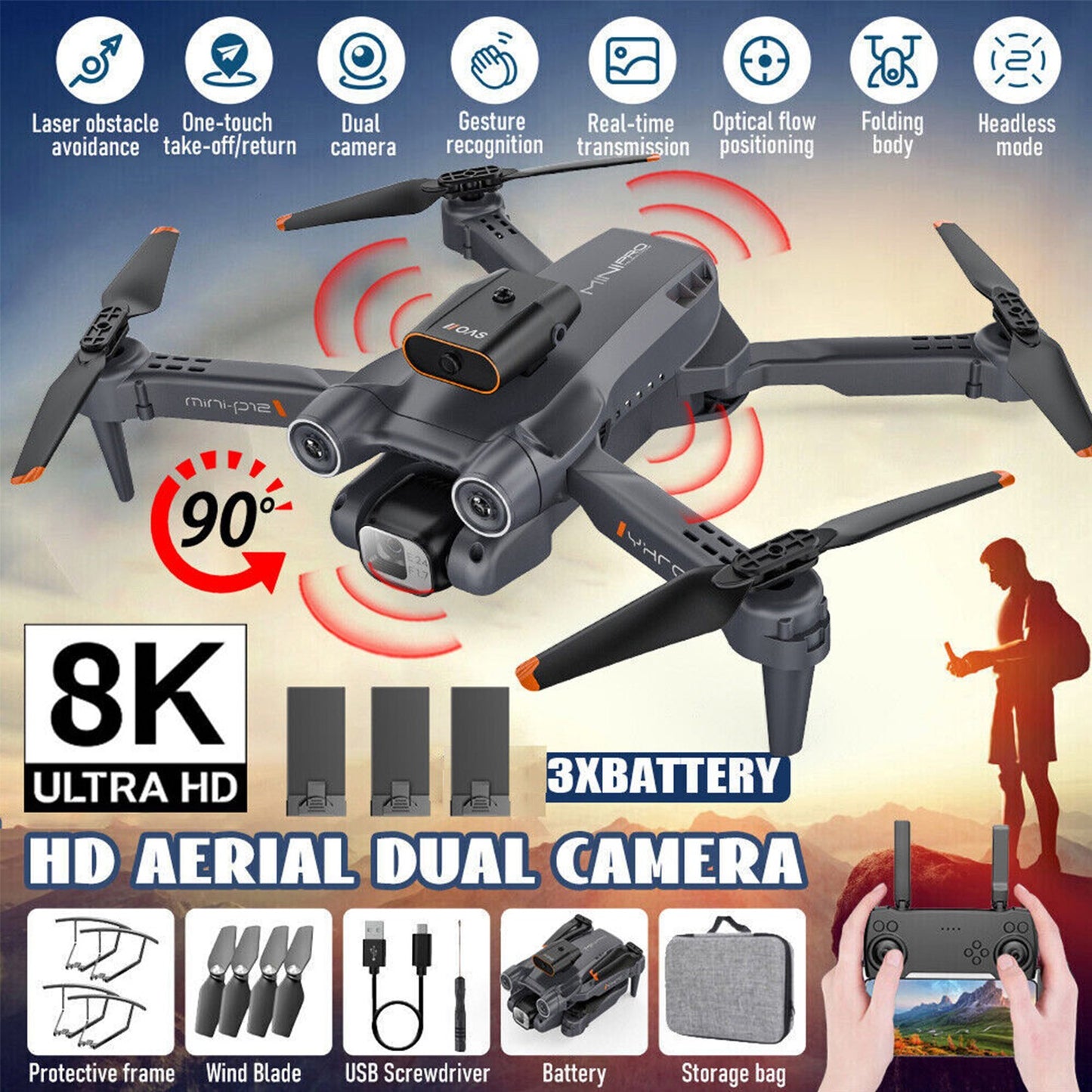 2025 Drone RC Drones Pro 4K HD Camera WIFI FPV Quadcopter Foldable Bag Gifts NEW