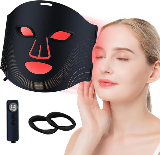 LED Face Mask with 4 Modes & Remote Control - 850Nm Near-Infrared Red Light Ther