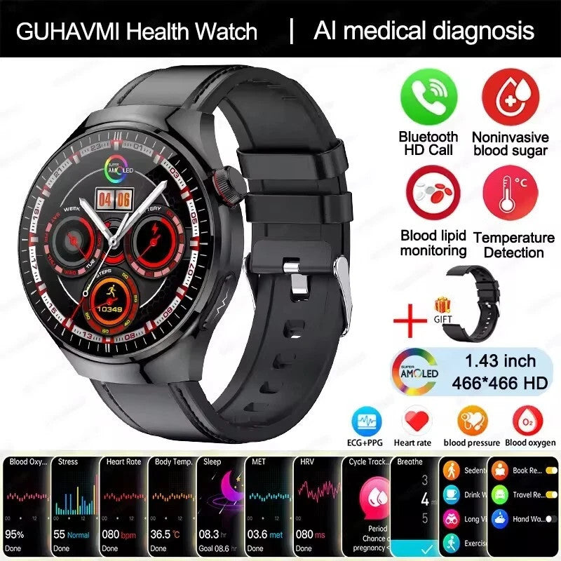 UK 2025 New Medical Grade Smart Watch Blood Pressure Oxygen Heart Rate Bluetooth