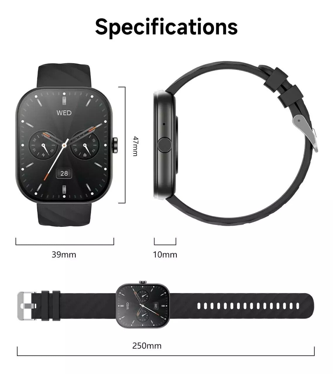 Alexa Smart Watch Calls Bluetooth Heart Rate Blood Pressure iPhone Samsung