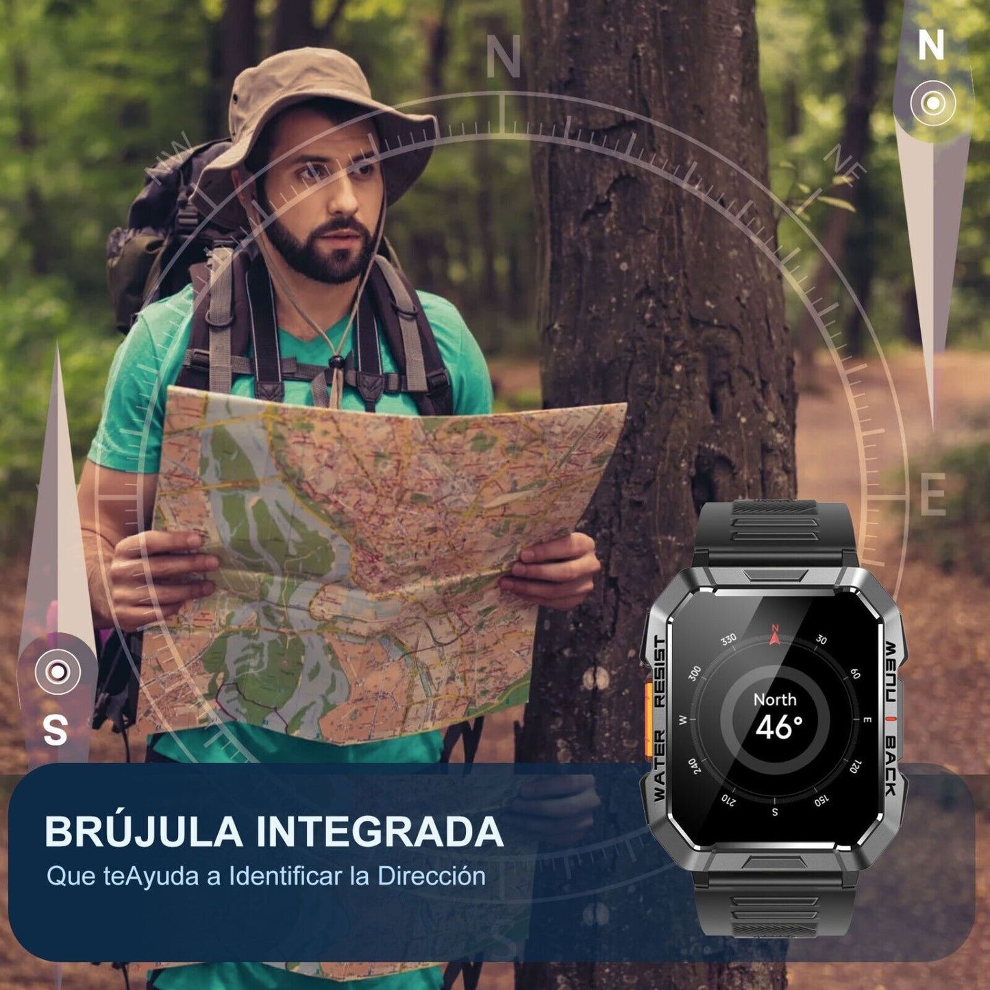 Military Rugged Smart Watch for Men with Bluetooth Call(Answer/Make Call) Gift