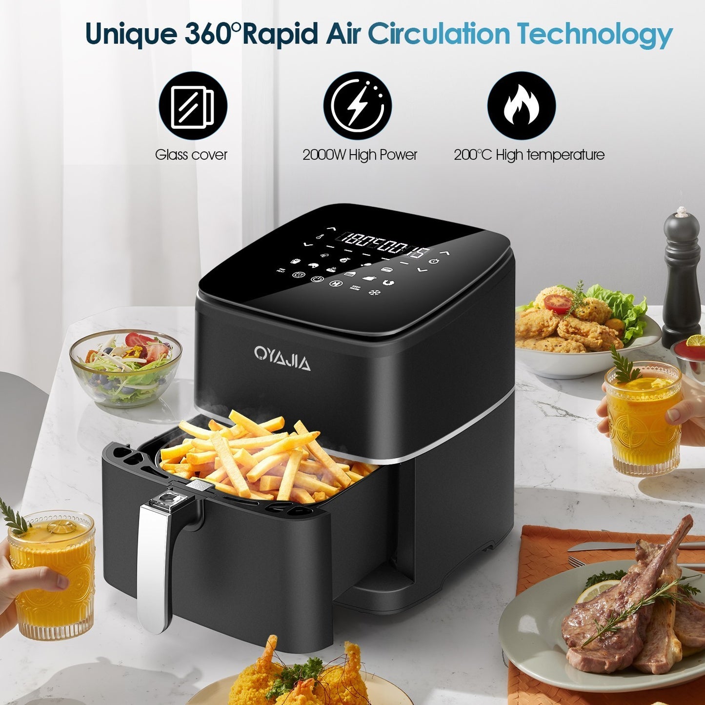 14L Air Fryer Digital Kitchen Oven Oil Free Low Fat Healthy Frying Cooker 1700W