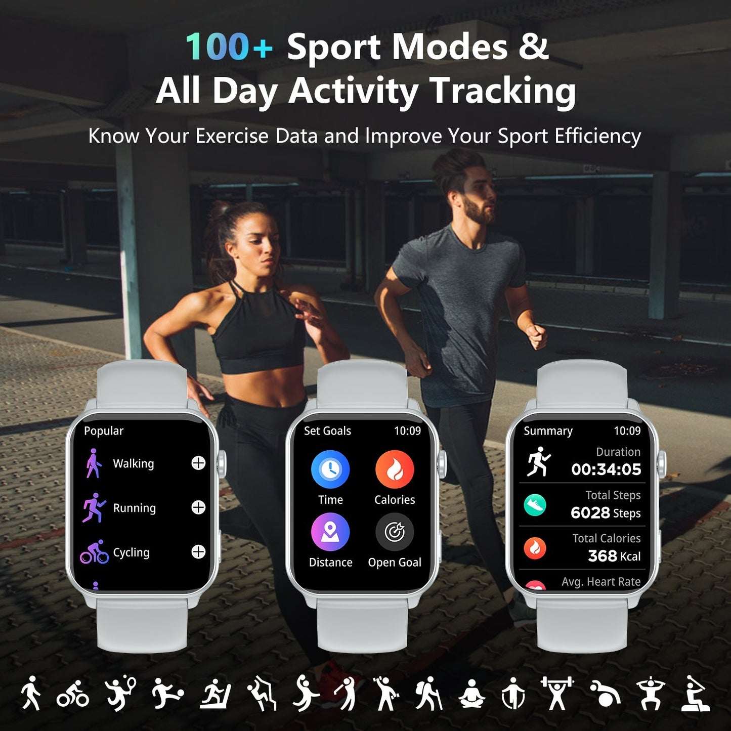 Smart Watch (Answer/Make Call) Fitness Tracker Sport Watches With LED Flashlight