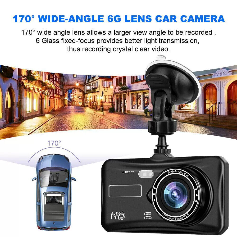 4" Dash Cam Pro Car Camera Recorder Dual Front and Rear HD 1080P Night Vision UK