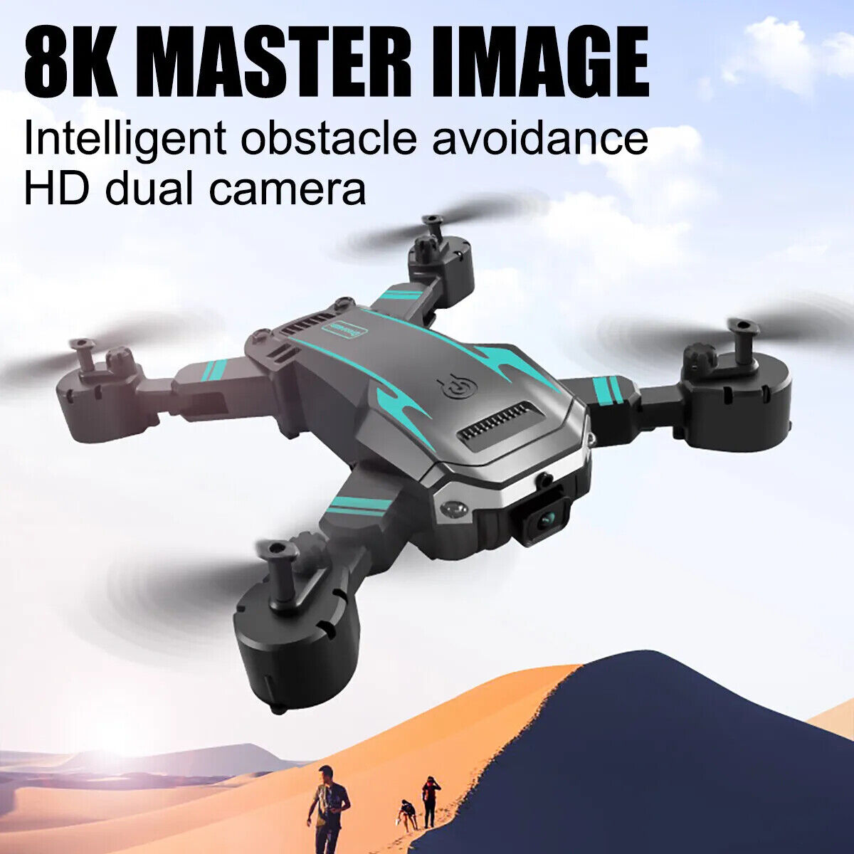 8K HD Drone Dual Camera WIFI FPV GPS Foldable Selfie RC Quadcopter +4 Batteries