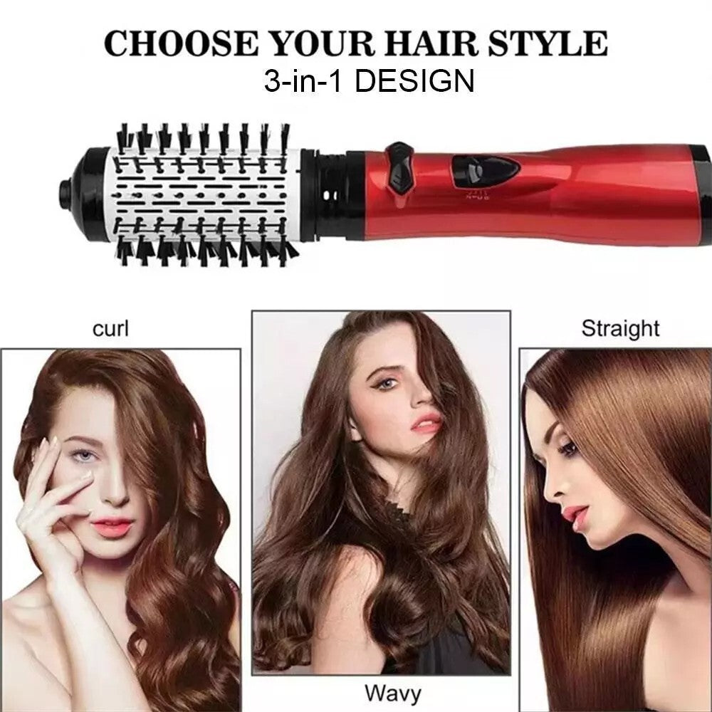 3in1 Hot Air Styler and Rotating Hair Dryer Brush Hair Straightener Curler Comb