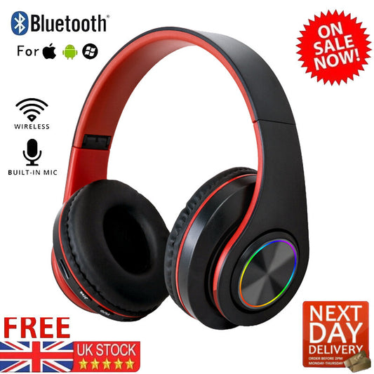 Wireless Bluetooth Headphones with Noise Cancelling Stereo Over-Ear Earphones UK