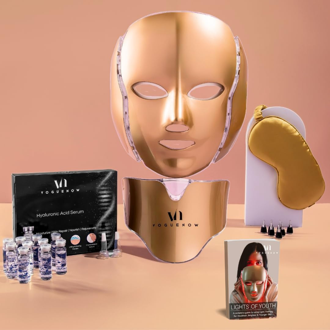 Led Face Mask Light Therapy - Dermawave 7 Colors Light Therapy Mask with 10 Pcs