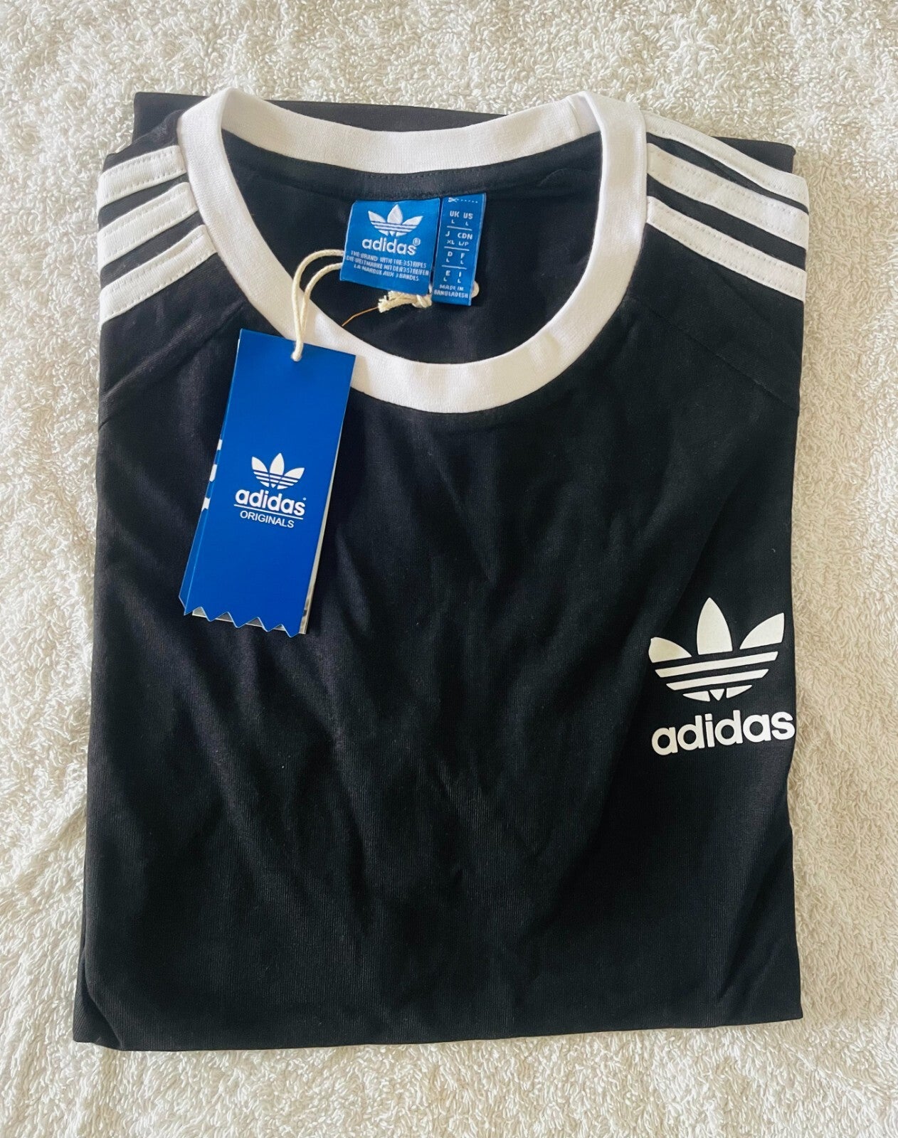 MEN'S ADIDAS  ORIGINALS TEE  SHORT SLEEVE CREW NECK THREE STRIPE  T-SHIRT L, XL