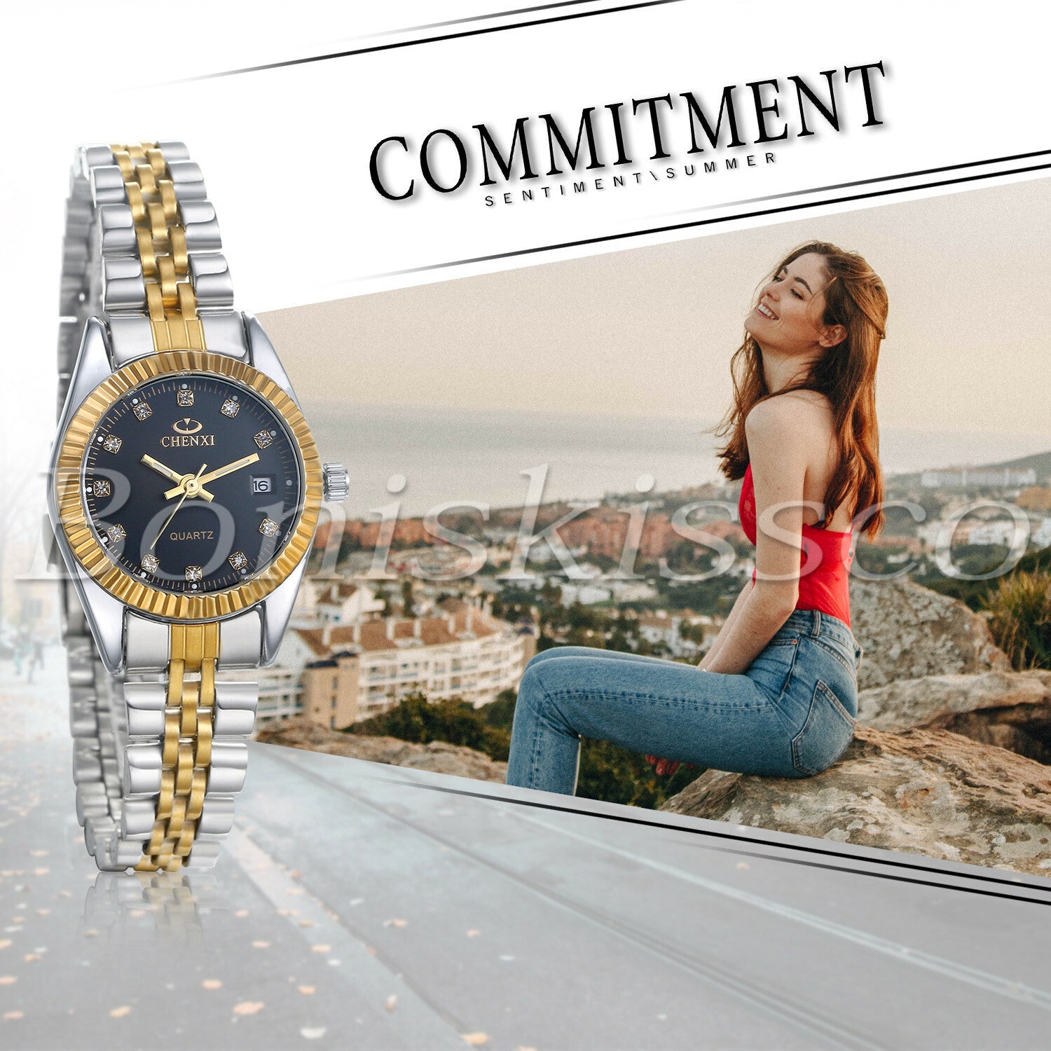 Men's Women's Luxury Luminous Rhinestone Stainless Steel Wristband Couples Watch