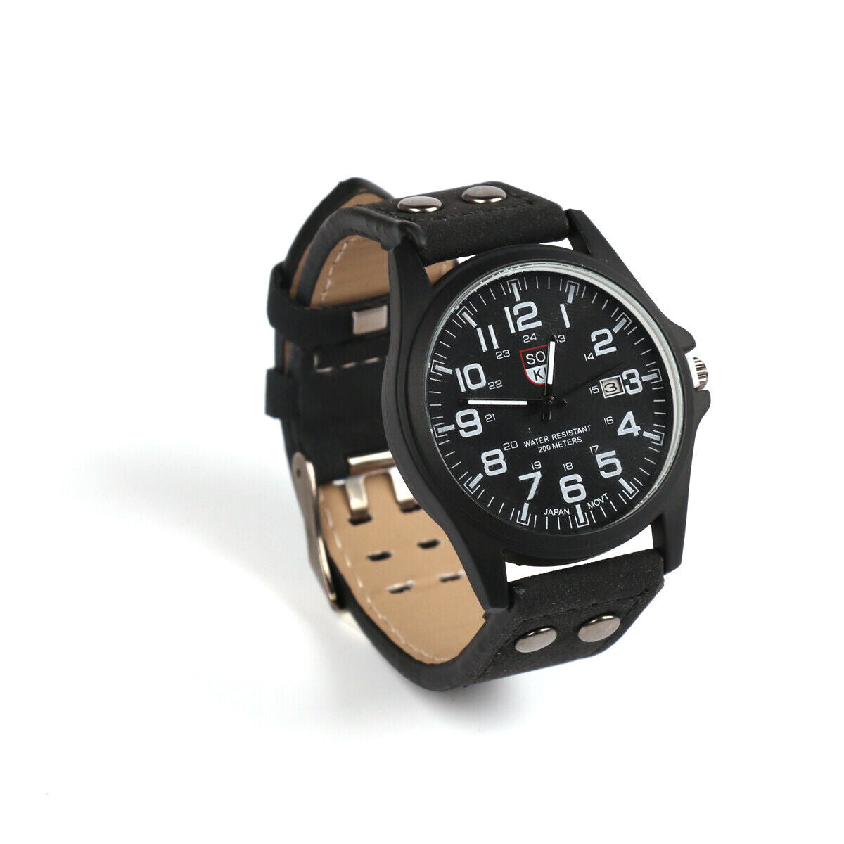 Men’s Military Leather Date Quartz Analog Army Casual Dress Wrist Watches UK