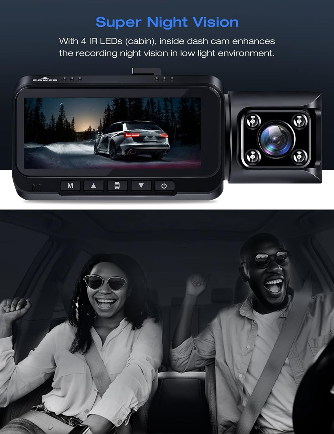 TOGUARD Dual Dash Cam 4K Front and 1080P Inside Cabin GPS Dual Lens Car Camera