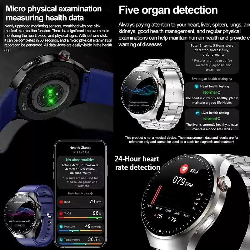 UK 2025 New Medical Grade Smart Watch Blood Pressure Oxygen Heart Rate Bluetooth