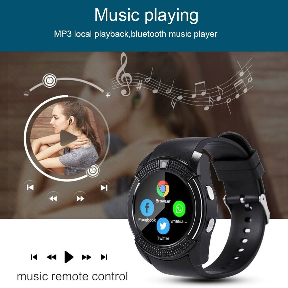 Smart Watch Fitness Tracker Music Player MP3 Wechat Men Women Sport Watches UK
