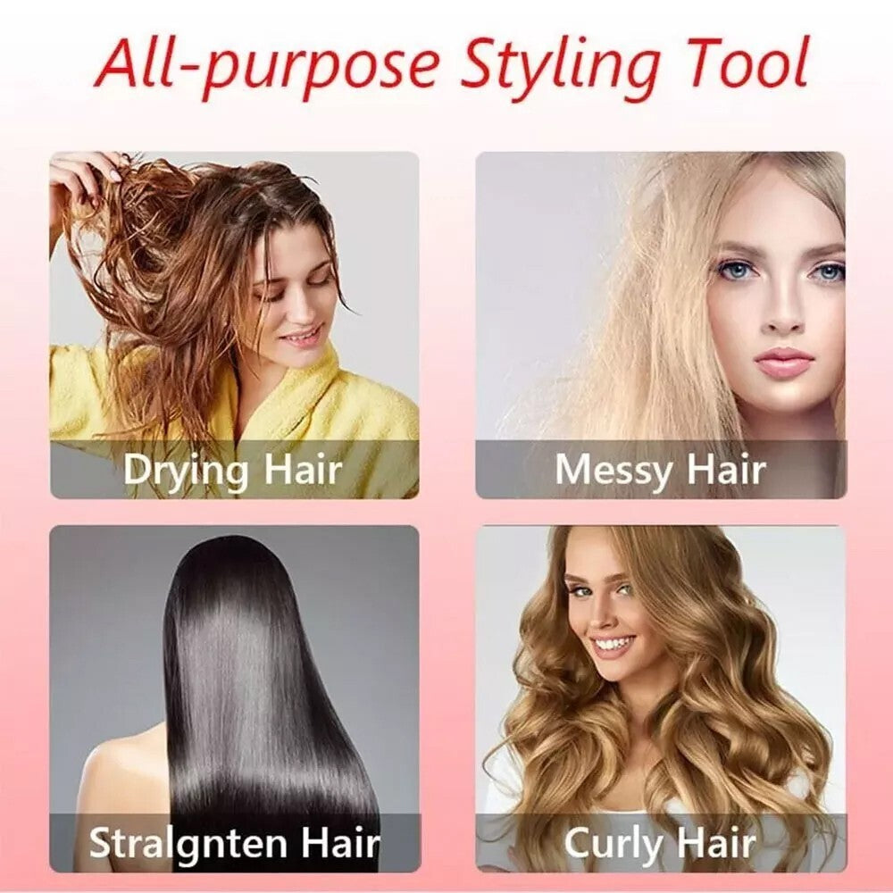 3in1 Hot Air Styler and Rotating Hair Dryer Brush Hair Straightener Curler Comb