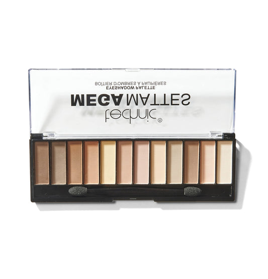 Technic Mega Mattes Nude Eyeshadow Palette - 12 Pigmented, Professional, Long
