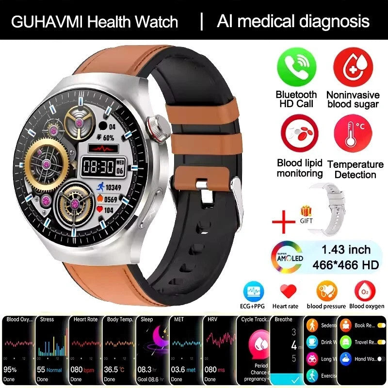 UK 2025 New Medical Grade Smart Watch Blood Pressure Oxygen Heart Rate Bluetooth