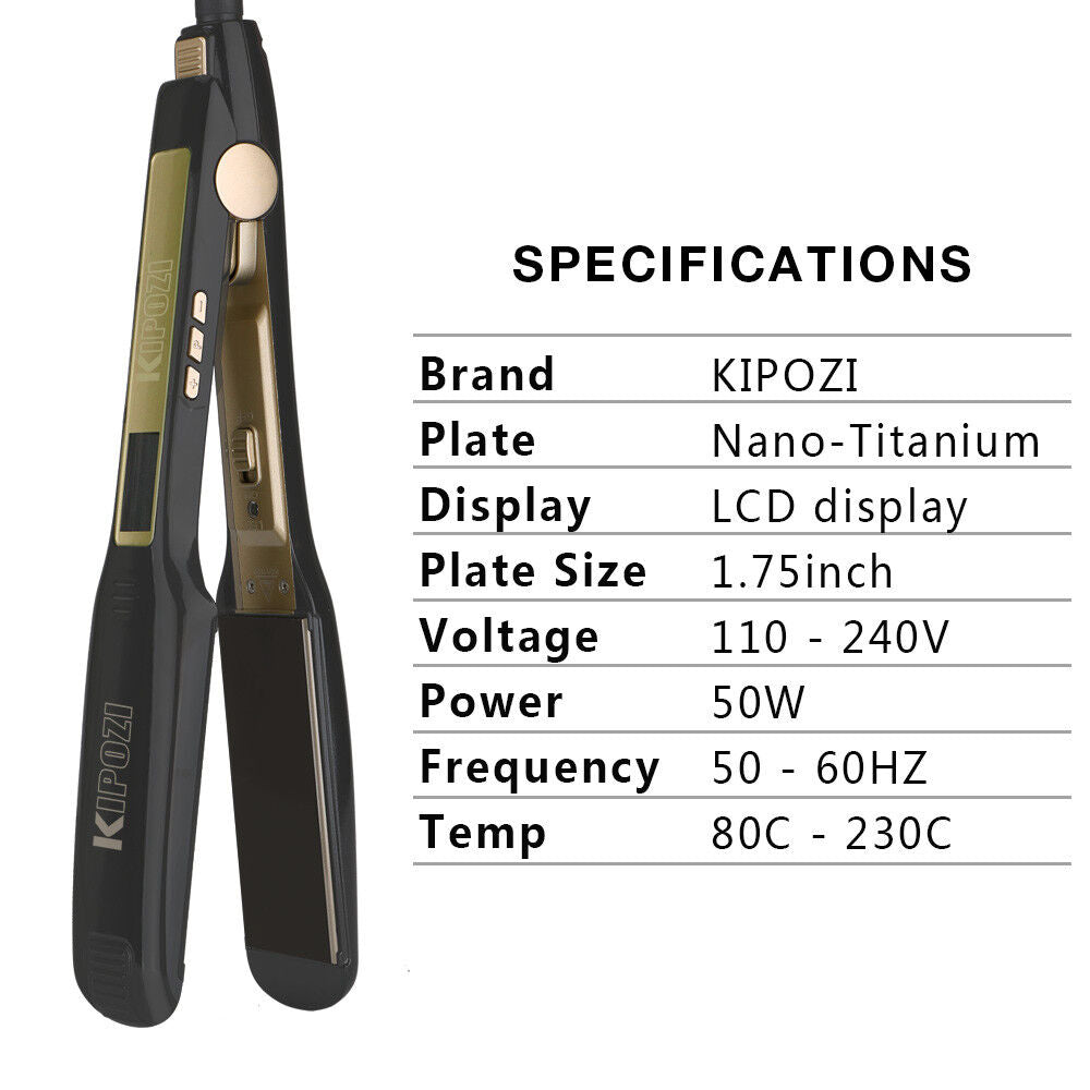KIPOZI Professional Hair Straighteners Wide Plates Digital Display Heat up Fast