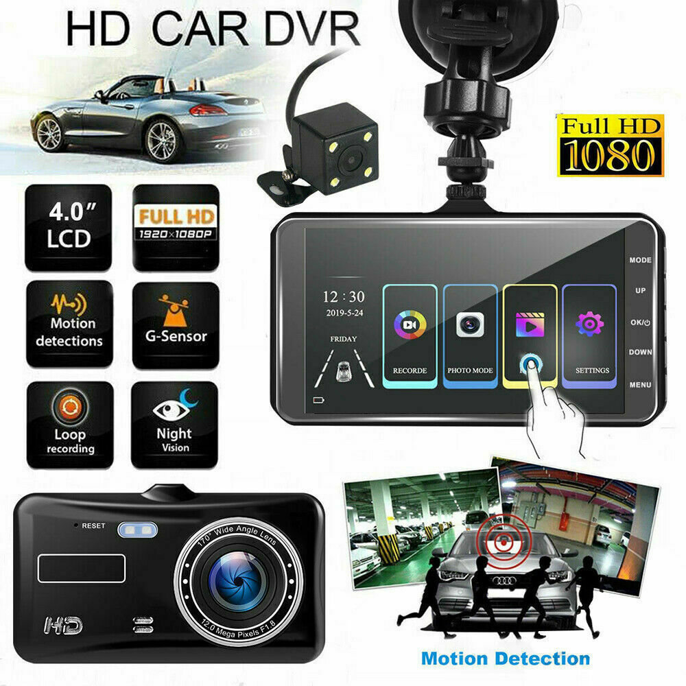 4" Dash Cam Pro Car Camera Recorder Dual Front and Rear HD 1080P Night Vision UK