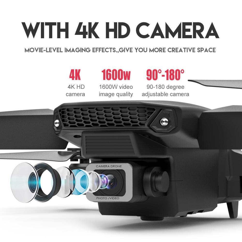 4K Drone with HD Dual Camera Drones WiFi FPV Foldable RC Quadcopter 3 Batteries
