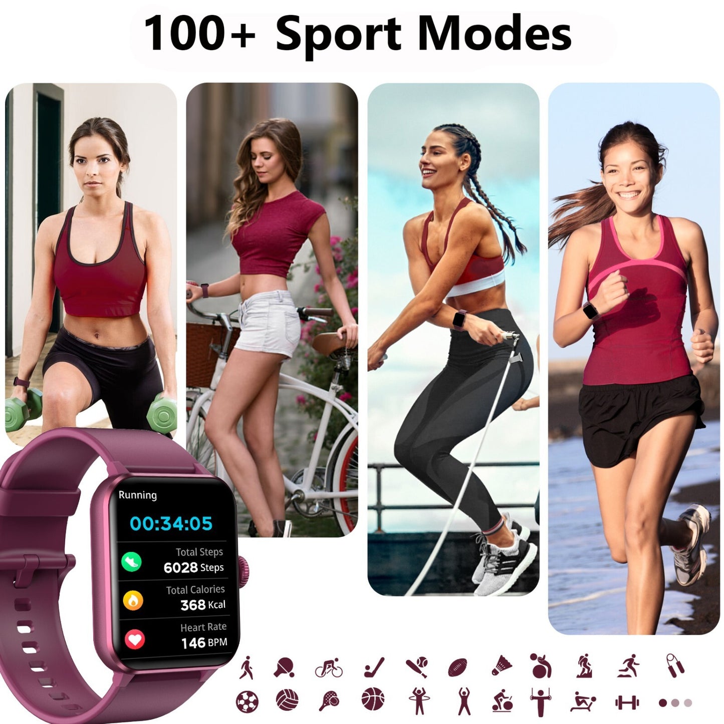 UK Smart Watch Men Women Fitness Tracker Blood Pressure Heart Rate Sport Watches