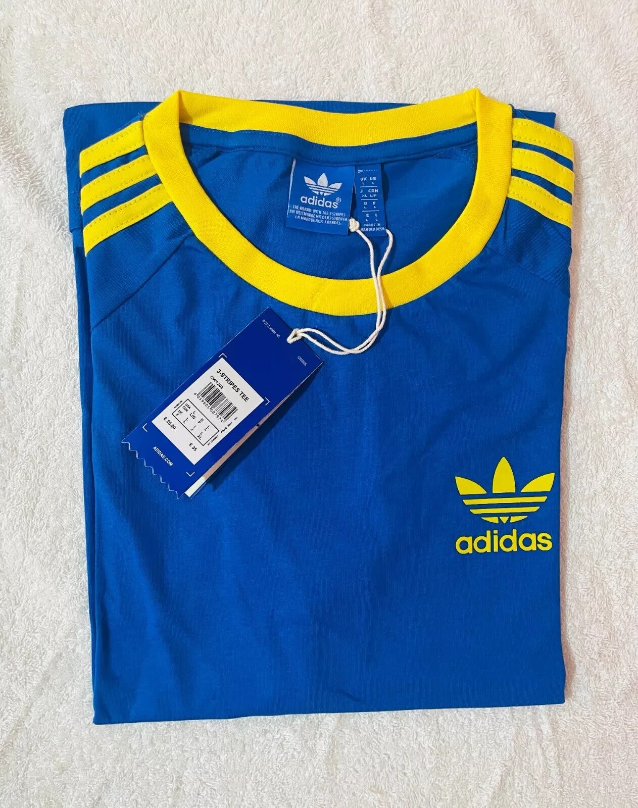 MEN'S ADIDAS  ORIGINALS TEE  SHORT SLEEVE CREW NECK THREE STRIPE  T-SHIRT L, XL